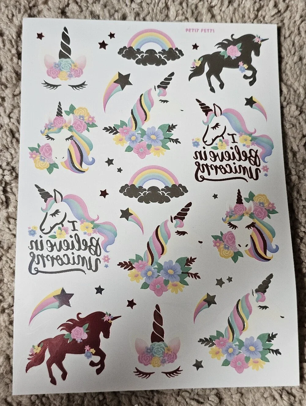 New! Set of 2 Unicorn Table Cloths & 2 Unicorn Temp Tattoos - Party Birthday Etc